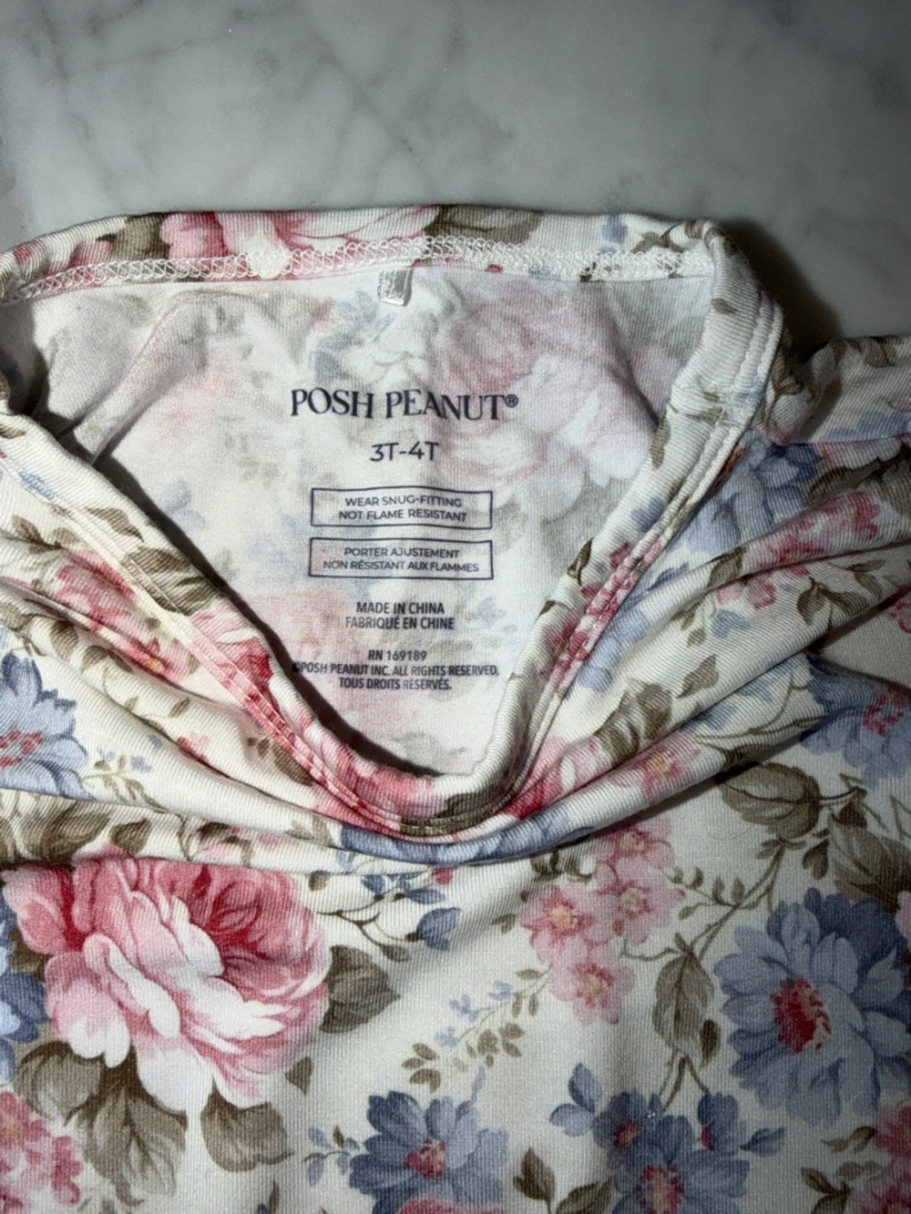 Posh Peanut Floral Print Long Sleeve Top and Pants in Pink, Blue, Cream 3/4Y - Picture 5 of 6